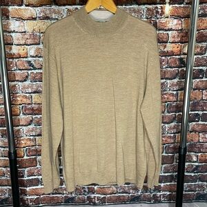 🔥 NEW with tags Raffi Linea Uomo Tan Wool Pullover Sweater XL mock turtleneck